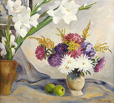 Blomsterstilleben astrar och gladioler by Ture Ander - Auction record, sale price, and art valuation. Compare with similar artists and explore comparable artworks.