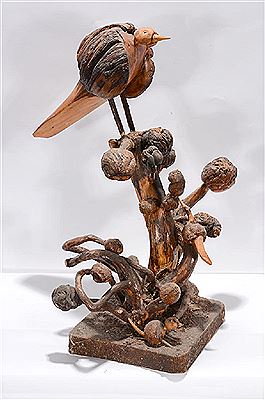Birds On Root Sculpture.