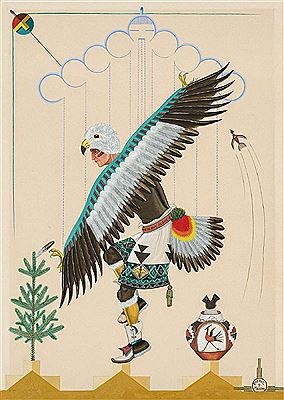 Eagle Dance,1971 by Rafael Medina - Auction record, sale price, and art valuation. Compare with similar artists and explore comparable artworks.