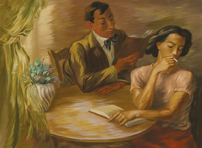 Young Couple Reading by Peppino Mangravite - Auction record, sale price, and art valuation. Compare with similar artists and explore comparable artworks.