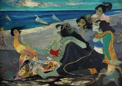 WOMEN AND CHILDREN BY THE BEACH (ESTIMATE UPON REQUEST)