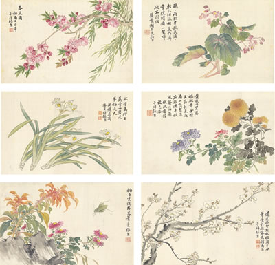 BLOSSOMS OF FOUR SEASONS (12) by Xiong Zhang - Auction record, sale price, and art valuation. Compare with similar artists and explore comparable artworks.