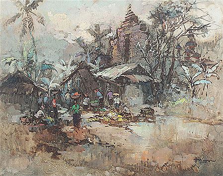 Village Scene by Harlim - Auction record, sale price, and art valuation. Compare with similar artists and explore comparable artworks.