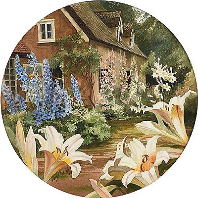 Snapdragons and Lillies by a Cottage