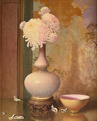 Nature Morte with Chrysanthemums and Pink Vase