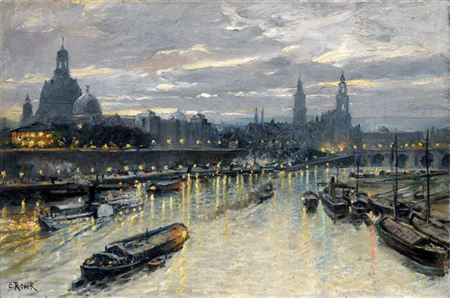 Dresden - Altstadtsilhouette in abendlicher Dämmerung