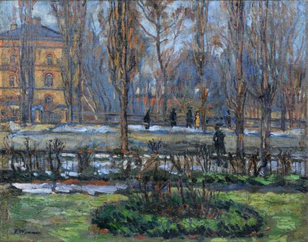 Vorfrühling (Veterinärmedizinische Fakultät im englischen Garten in München ?), 1920s by Fritz Wimmer - Auction record, sale price, and art valuation. Compare with similar artists and explore comparable artworks.