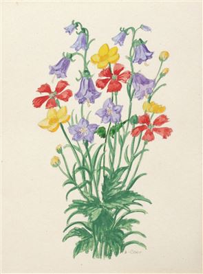 Fünf Blumendarstellungen. Wohl 1920er–1930s