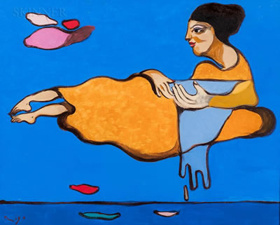 Floating Woman in a Yellow Dress