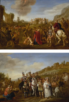 KING DAVID WITH THE ARK OF THE COVENANT, OR THE TRIUMPH OF MORDECAI; THE SACRIFICE OF ELIJAH AND THE PRIESTS OF BAAL (2) by Claes Cornelisz Moeyaert - Auction record, sale price, and art valuation. Compare with similar artists and explore comparable artworks.