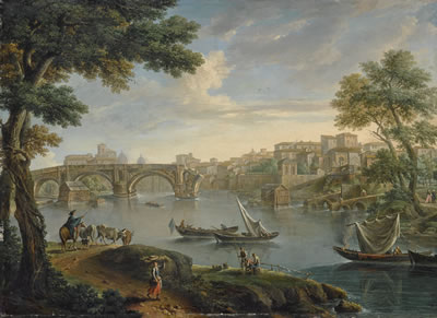 ROME, A VIEW OF THE TIBER RIVER WITH THE PONTE ROTTO