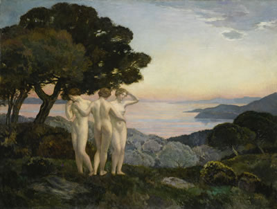 Sample artwork by Marie Auguste Emile-Rene Menard (1862 - 1930), known for bucolic landscape with nude figure painting, frescos, teaching - View similar artists and auction records
