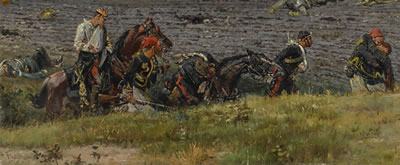 WOUNDED SOLDIERS, FRAGMENT OF THE PANORAMA OF THE BATTLE OF REZONVILLE