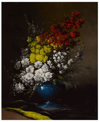 BOUQUET OF FLOWERS IN A BLUE VASE by Germain Theodore Ribot - Auction record, sale price, and art valuation. Compare with similar artists and explore comparable artworks.