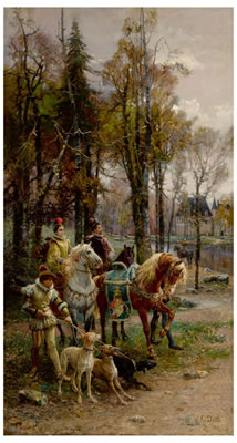 A NOBLE LORD AND LADY ON HORSEBACK