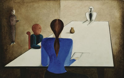 TISCHGESELLSCHAFT (GROUP AT TABLE)