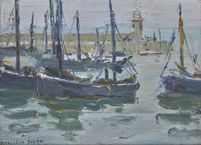 BOATS IN THE HARBOUR ST IVES; OLD BUILDINGS IN ST IVES, CORNWALL