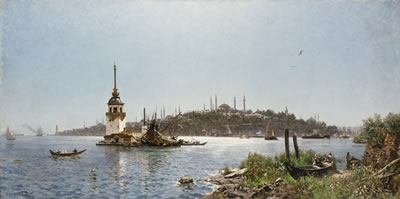 LEANDER'S TOWER AND THE OLD CITY BEYOND, CONSTANTINOPLE