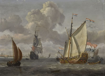 SHIPPING ON THE IJ, WITH A VIEW OF AMSTERDAM BEYOND by Abraham (Sturckenburch) Storck - Auction record, sale price, and art valuation. Compare with similar artists and explore comparable artworks.