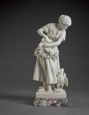 LA BECQUÉE (GIRL FEEDING HER CHICKENS)
