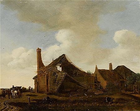 RIVER LANDSCAPE WITH A RUINED COTTAGE AND A HORSE-DRAWN CARRIAGE ON A PATH by Emanuel Murant - Auction record, sale price, and art valuation. Compare with similar artists and explore comparable artworks.