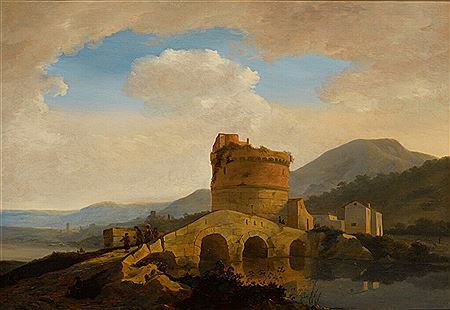 VIEW OF THE LUCANO BRIDGE CROSSING THE ANIO RIVER, WITH THE TOMB OF THE PLAUTII by Adriaen Eemont - Auction record, sale price, and art valuation. Compare with similar artists and explore comparable artworks.