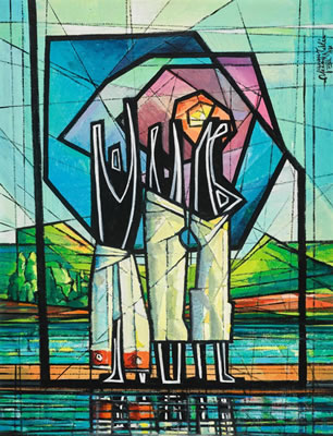 SEE, HEAR, SAY NO EVIL by Afewerk Tekle - Auction record, sale price, and art valuation. Compare with similar artists and explore comparable artworks.
