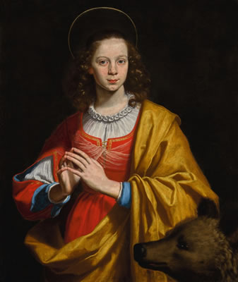 Portrait of a young woman, probably Margherita Galli, in the guise of Saint Margaret
