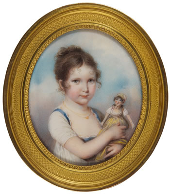 PORTRAIT OF A YOUNG GIRL HOLDING A DOLL, CIRCA 1805