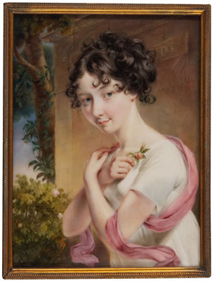 PORTRAIT OF A YOUNG LADY, TRADITIONALLY IDENTIFIED AS MISS SLATER by John Cox Dillman Engleheart - Auction record, sale price, and art valuation. Compare with similar artists and explore comparable artworks.