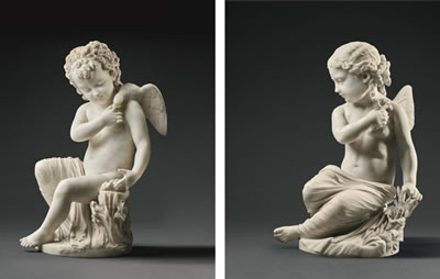 PAIR OF PUTTI AS ALLEGORIES OF PEACE AND INNOCENCE by Pio Fedi - Auction record, sale price, and art valuation. Compare with similar artists and explore comparable artworks.