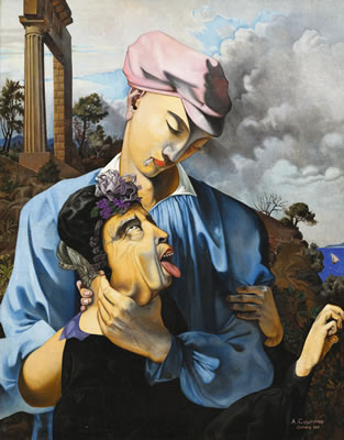 Sample artwork by Alfred Courmes (1896 - 1993), known for whimsical genre and figure painting-fantasy - View similar artists and auction records