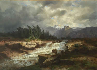 TORRENT DE MONTAGNE PAR ORAGE, 1850 by Alexandre Calame - Auction record, sale price, and art valuation. Compare with similar artists and explore comparable artworks.