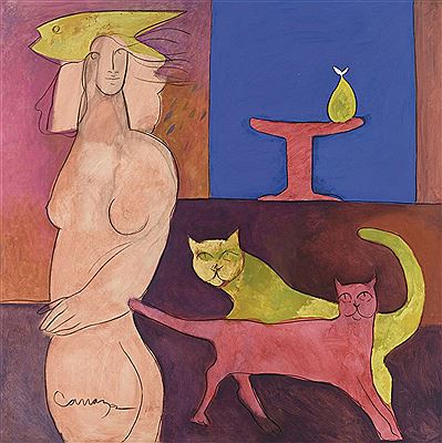 Mujer y gatos by Alberto Cavazos - Auction record, sale price, and art valuation. Compare with similar artists and explore comparable artworks.