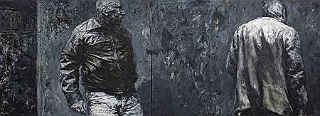 Two Men Against Wall