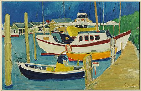 Boats at Dock by Bill Olendorf - Auction record, sale price, and art valuation. Compare with similar artists and explore comparable artworks.