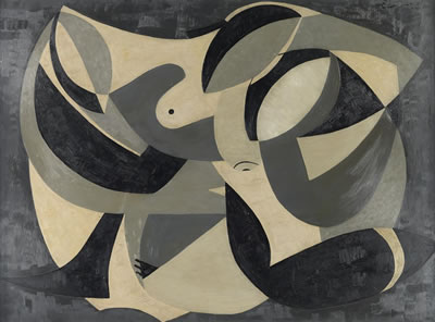 Sample artwork by Walter Sanford (1912 - 1987), known for abstract figurative painting, cubism - View similar artists and auction records