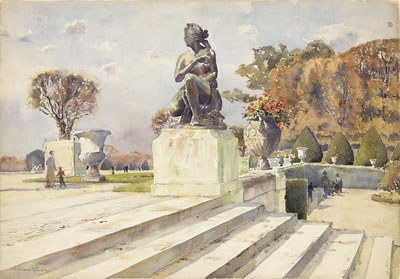 Mouton, France; Garden View from Arches; French Garden (3) by Florence Vincent Robinson - Auction record, sale price, and art valuation. Compare with similar artists and explore comparable artworks.