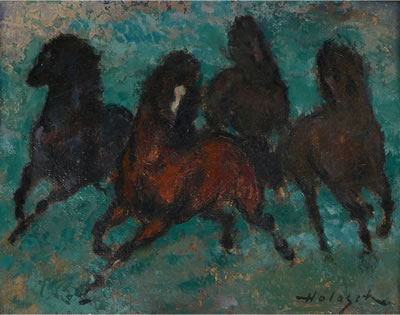 Horses by Denes De Holesch - Auction record, sale price, and art valuation. Compare with similar artists and explore comparable artworks.