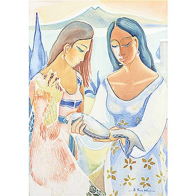 Sample artwork by Zoubeir Turki (1924 - 2009), known for easel and mural painting and sculpture of tunisian culture - View similar artists and auction records