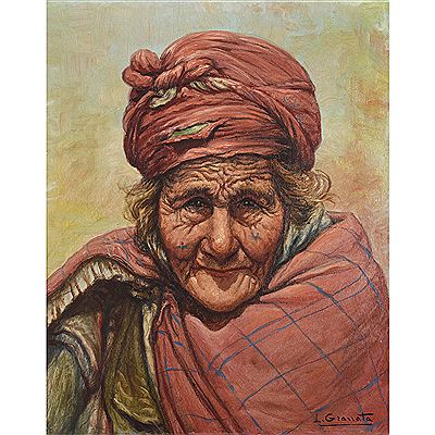 PORTRAIT DE KABYLE AU FICHU ROSE