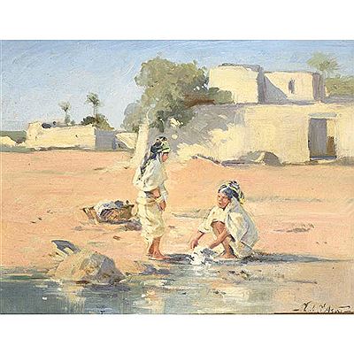 THE YOUNG WASHERWOMEN by Charles de Saint Amant - Auction record, sale price, and art valuation. Compare with similar artists and explore comparable artworks.