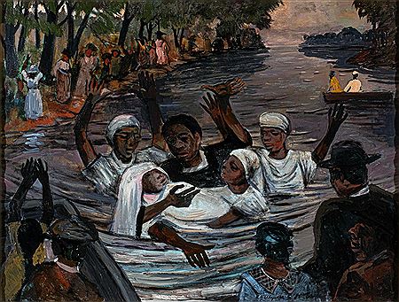 Baptism on the Moreau River, 1932 by Ulysses Tayes - Auction record, sale price, and art valuation. Compare with similar artists and explore comparable artworks.