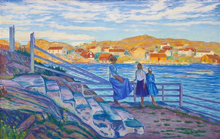 Sample artwork by Karl Fredrik Nordstrom (1855 - 1923), known for land and cityscape, figure, interiors and snowscene painting, teaching - View similar artists and auction records