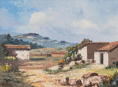 Sample artwork by Florent P Baecke (1922 - 2016), known for rural scene painting with structures, coastal view, city buildings, realism - View similar artists and auction records