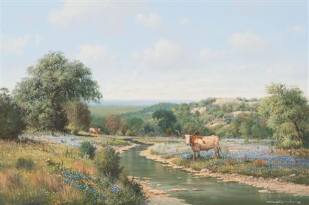 Bluebonnets with Longhorn