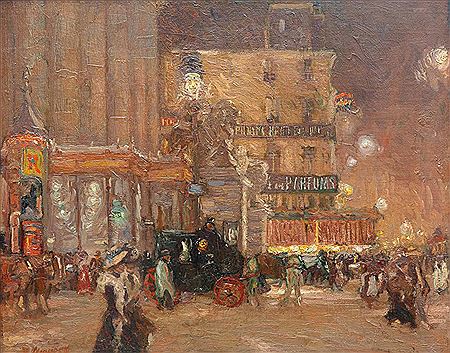 A night out in Brussels at the Place de la Bourse on the Boulevard Anspach