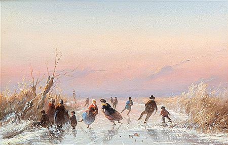 A joyful company on the ice at sunset by Johannes Tavenraat - Auction record, sale price, and art valuation. Compare with similar artists and explore comparable artworks.