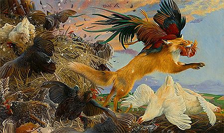 "Fuchs im Hühnerhof" (Der Hühnerdieb) by Richard Muller - Auction record, sale price, and art valuation. Compare with similar artists and explore comparable artworks.