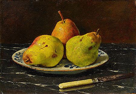 Still Life with Pears on a Porcelain Plate